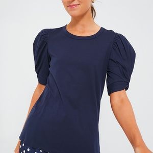 POMANDER PLACE TUCKERNUCK VESTY PUFF SLEEVE CREWNECK TOP, SIZE XS